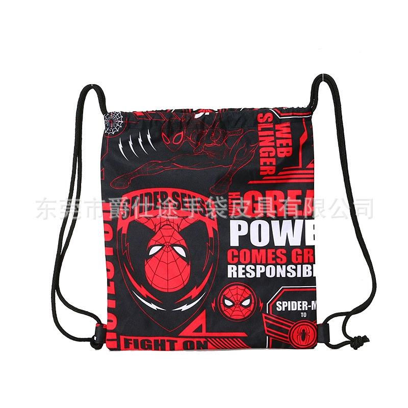 Рюкзак-мешок для путешествий из полиэстера с завязками, в стиле ТикТока, с карманом и принтом Человека-паука.