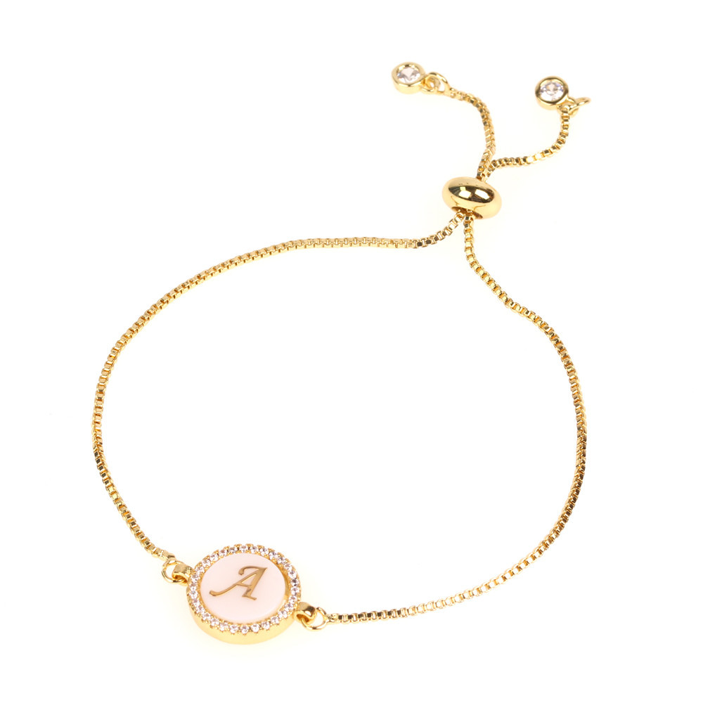 Europe Et En Amérique Croix Frontière À La Mode Bijoux Micro Strass Ronde Shell 26 Lettre Bracelet Tirer Zircon Bracelet Pour Les Femmes display picture 22