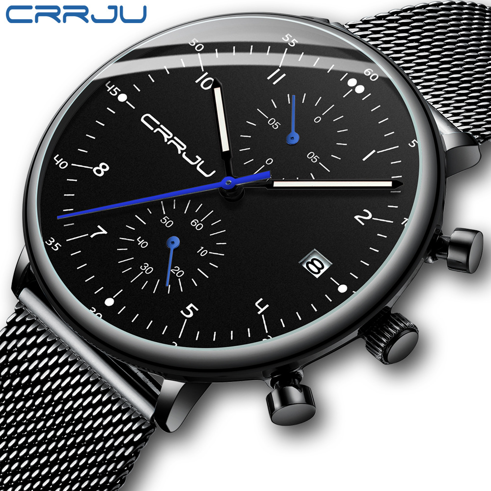 CRRJU/Kajun 2278 new men's sports watch fashion multi-function six-pin mesh band Business Watch