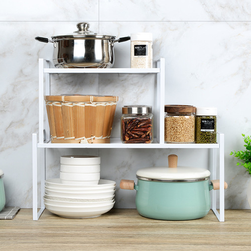 Kitchen supplies layered storage rack dishes and spices storage cabinet inner compartment divider single and double layer pot rack