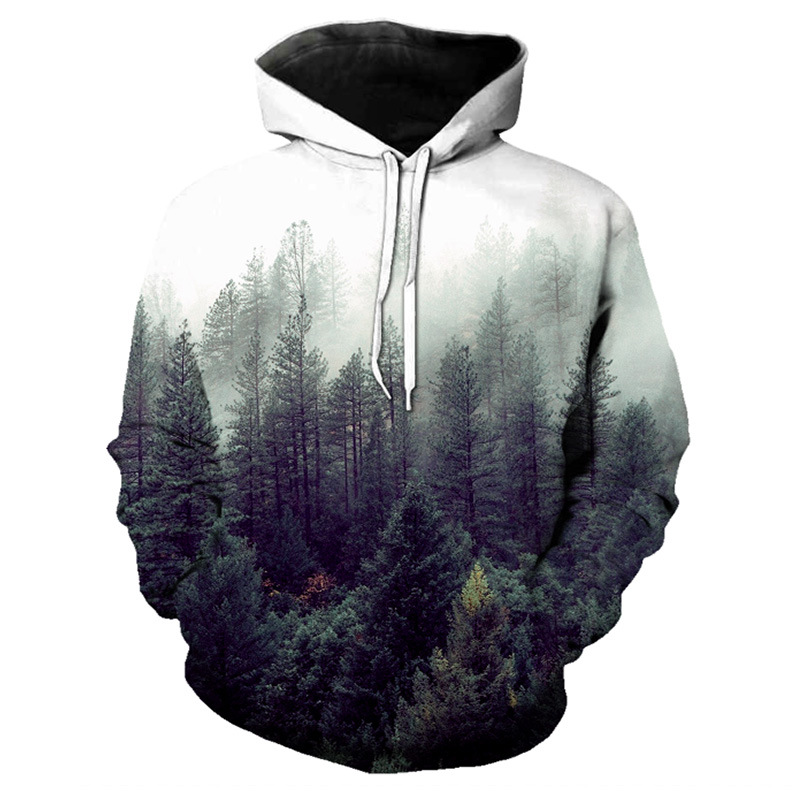 亚马逊wish热卖新款欧美秋季3D数码印花双层帽大码连帽衫卫衣定制|ms