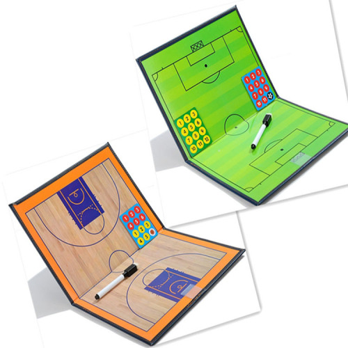 Collapsible 2-fold soccer and basketball coaching board, magnetic pen, competition and training tactical command board