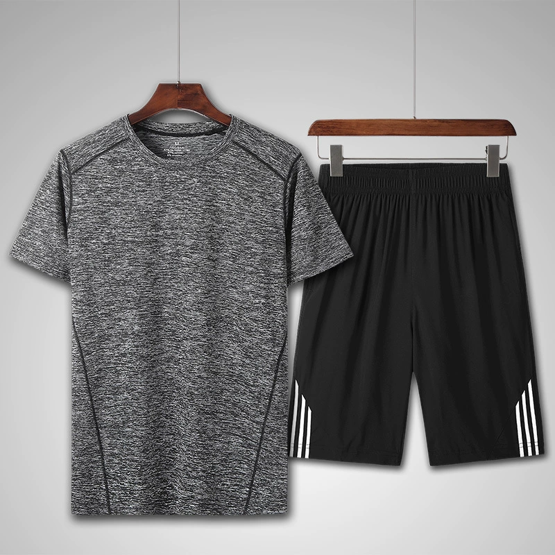 Трансграничный новый мужской летний Быстросохнущий костюм Спорт на открытом воздухе Досуг Костюм с короткими рукавами Бег Фитнес Костюм для йоги