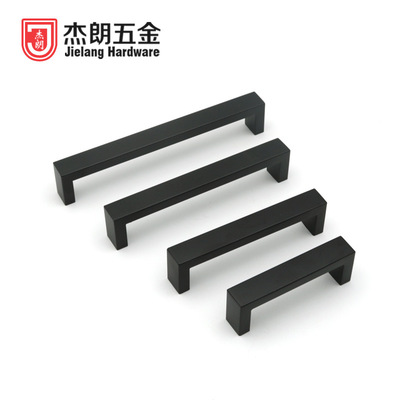 不鏽鋼把手現代簡約衣櫃抽屜黑色拉手方型櫥櫃門拉手金屬家具配件