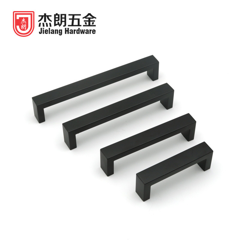 不鏽鋼把手現代簡約衣櫃抽屜黑色拉手方型櫥櫃門拉手金屬家具配件