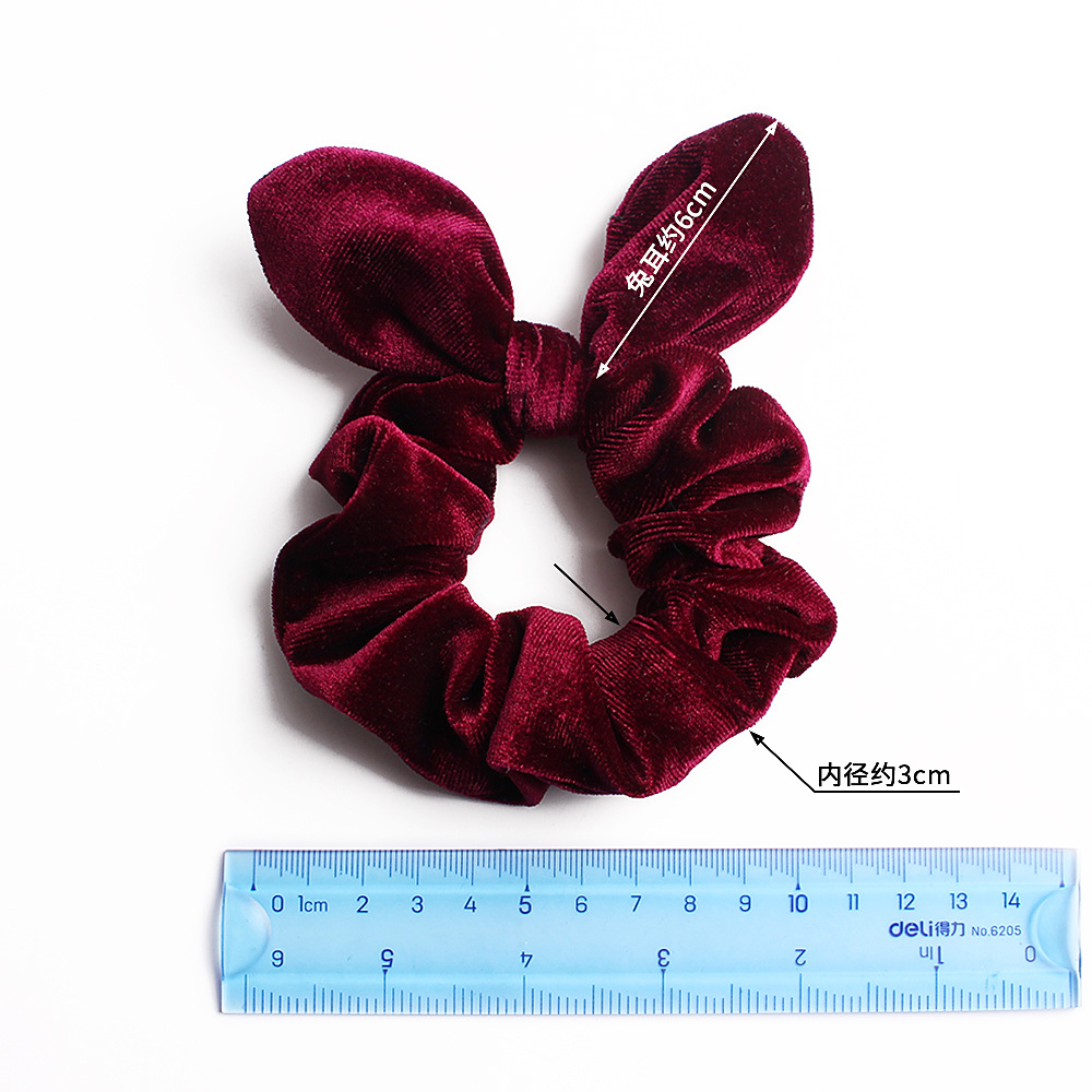 Vintage Bande De Cheveux De Velours De Velours Oreilles De Lapin Cheveux Corde Coiffe Fleur  Hot Spot Multi-couleur 2021 display picture 30