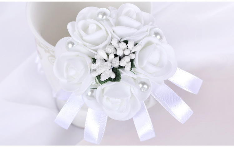 New White Simulation Wedding Bride Wrist Flower Wedding Supplies Wholesale display picture 4