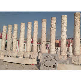 山东嘉祥青石石雕文化柱加工 户外大型景观石柱价格 云雕石柱图片