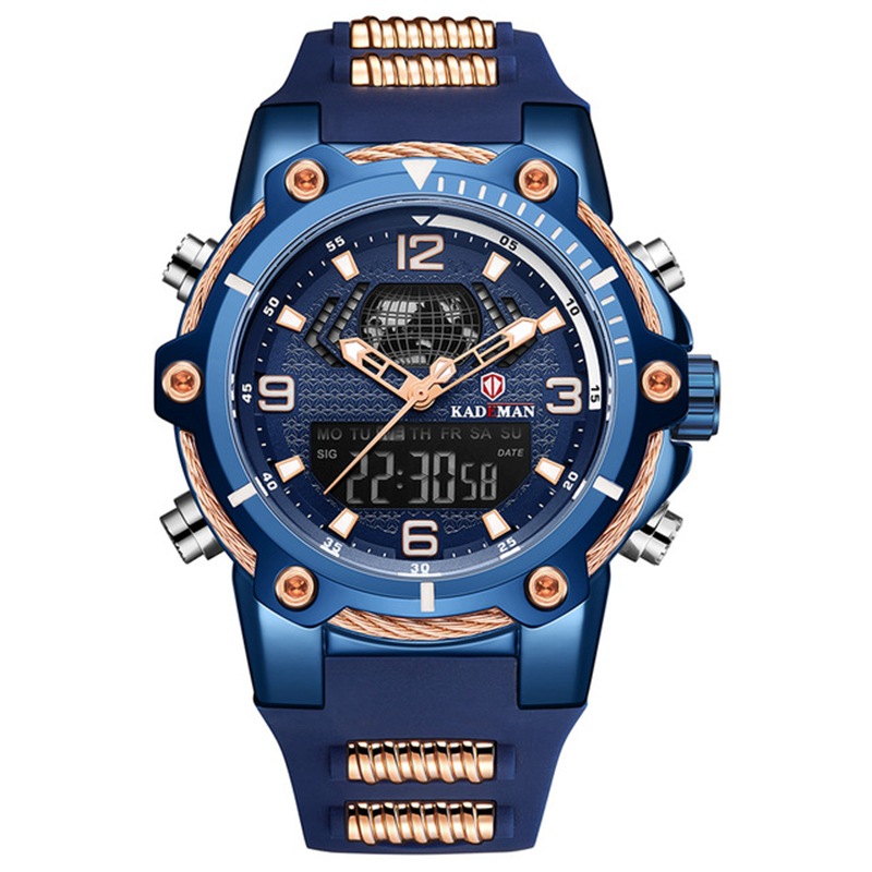 KADEMAN cardeman K9055G nuevos hombres reloj despertador calendario multifunción deportes impermeable cinta reloj