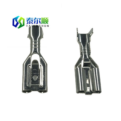 帶鎖2.8 4.8 6.3插簧端子接插件冷壓接線開關片座銅6.3自瑣插簧