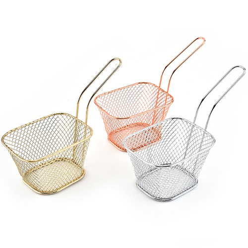 Iron Square Frying Basket Kitchen Restaurant Snacks BBQ Basket French Fry Basket Western Snack Food Basket