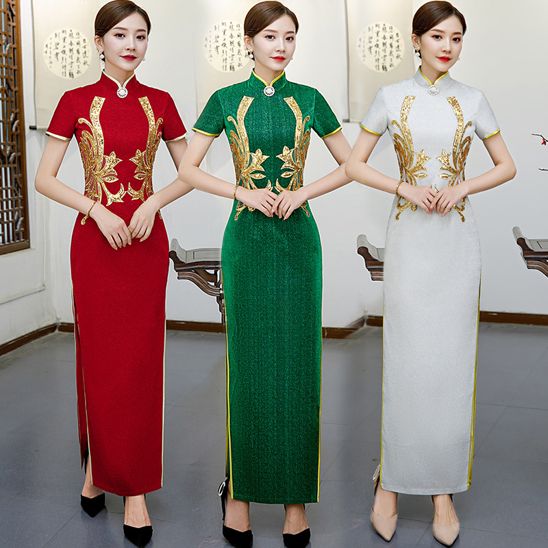 Cheongsam show high end performance clothing changnu cheongsam dress