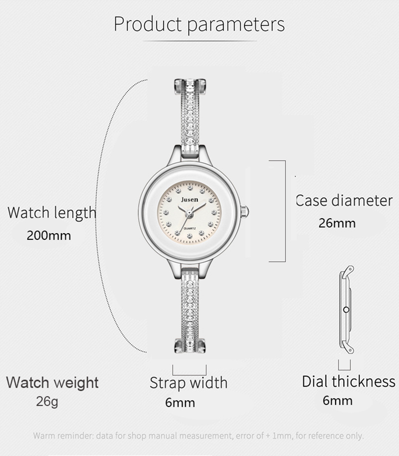Jusen Jusen Trend Diamant Mdchen Armband Uhr Mode Studenten Uhr einfache kleine und vielseitige Damen uhrpicture1
