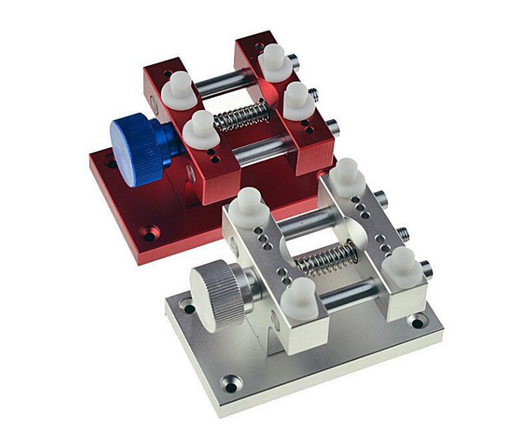 修表维修工具 金属加大开表座夹表器固定手表开表夹座 红色 银色