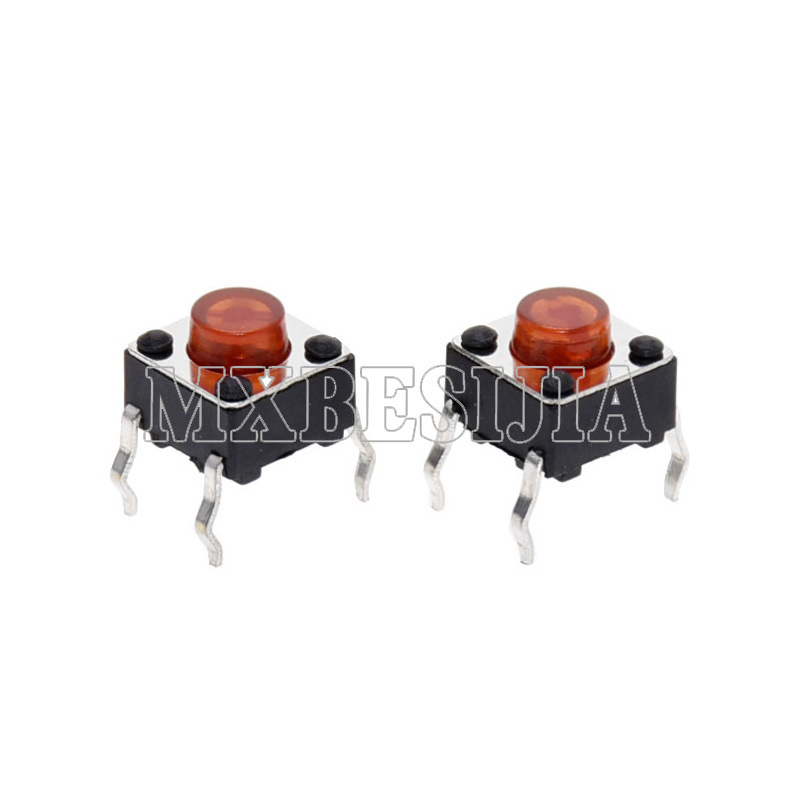 轻触开关 6*6*5H 4脚 直插 轻触按键开关 微动开关 6*6*5H 红头
