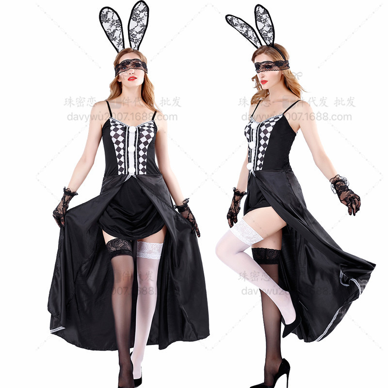 Real Shot of Masquerade Bunny Girl Costumes Christmas Tuxedo Magician Costumes Ds Nightclub Intimates