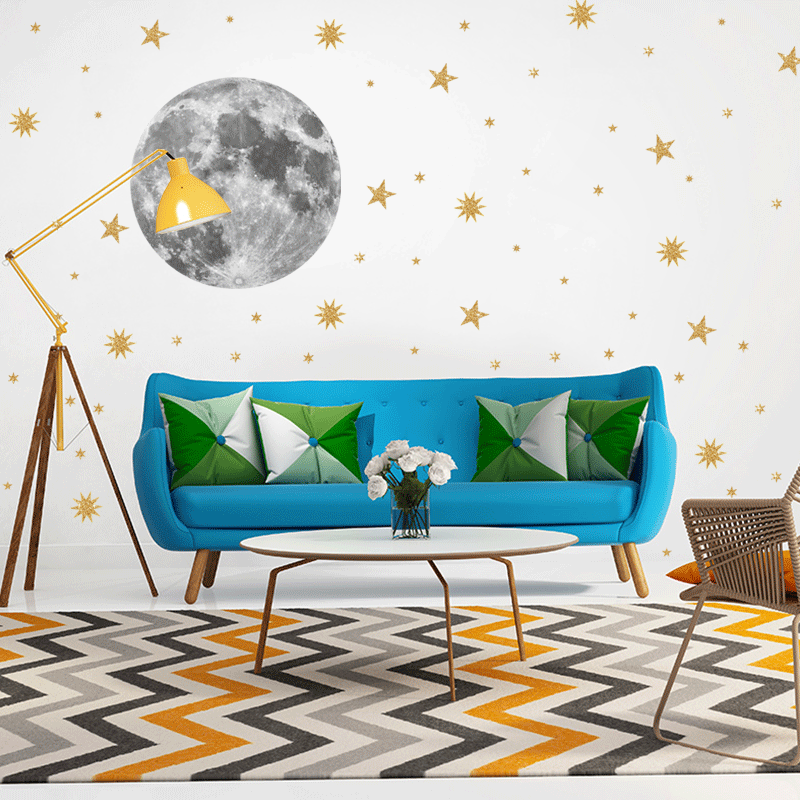 Simple Fashion Moon Gold Star Wall Sticker display picture 3