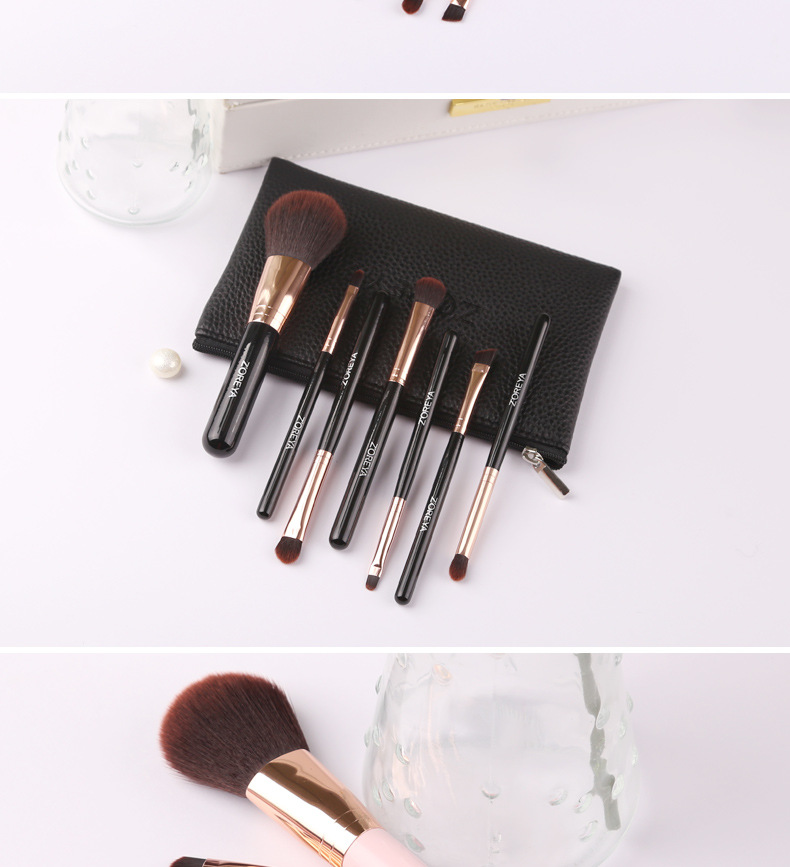 7 Pointed Tail Handle Makeup Brush Set Beginner Portable Fiber Hair Full Set Of Beauty Tool Brushes display picture 9