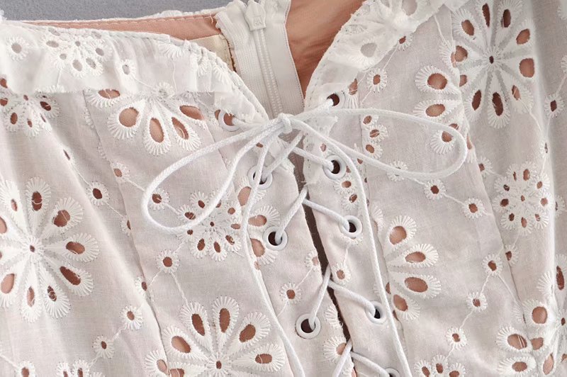 vestido de encaje de flores de sol bordado de encaje completo personalizado de la industria pesada de verano NSAM5247