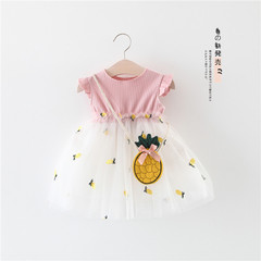 325 Children's Wear Wholesale, Export Women's Children's Fly Sleeve Pineapple Plain Color Net Dress Splicing Princess Skirt