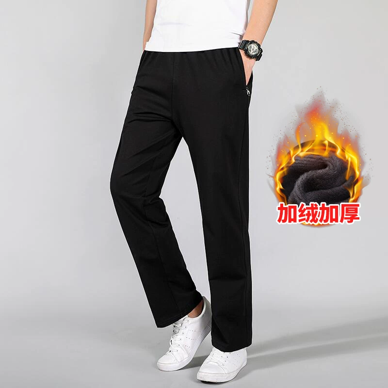 Повседневные брюки, мужские зимние новые утепленные мужские повседневные брюки на флисовой подкладке, модные мужские прямые брюки больших размеров, брюки
