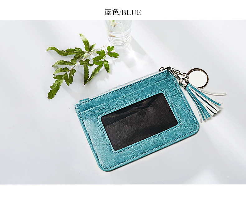 24g Weight Synthetic Leather Lining Material Zipper Closure Type Business, Travel Occasion Pu Leather Material Solid Color Pattern Women'S Gender Square Shape Light Grey, Pink, Blue, Black Color Korea New Style Ladies Tassel Wallet Zipper Coin Purse Mini Clutch Bag Student Purse Wholesale Nihaojewelry 3