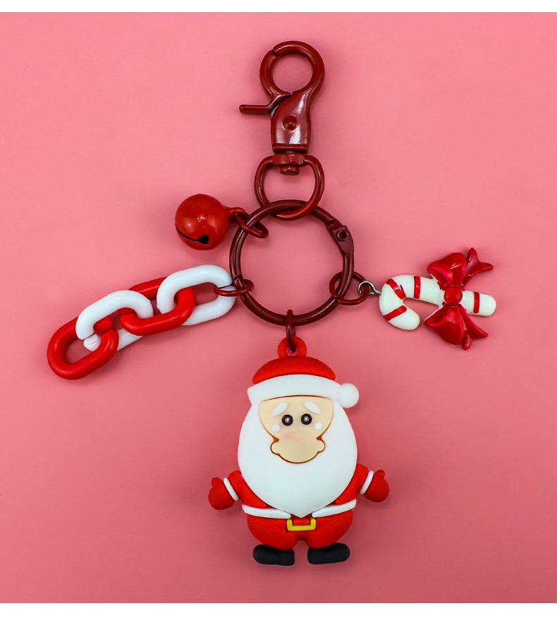 Cute Christmas Tree Santa Claus Metal Patchwork Unisex Keychain display picture 4