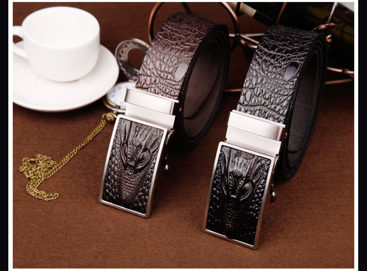 Men's Belt Automatic Sliding Buckle Belt Faucet Leather Leading Crocodile Pattern Cowhide Casual Belt display picture 13