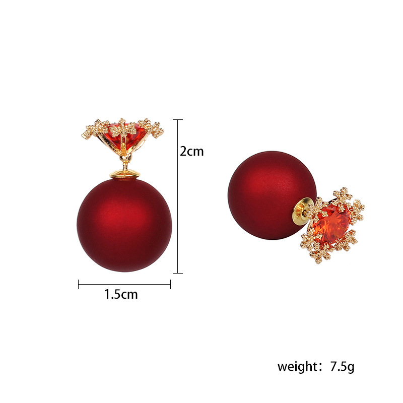 8g Weight No Inlaid Inlay Material Earrings Classification Birthday Occasion Women'S Gender Ethnic Style Style Red Color Korean Fashion New Double-sided Simple Earrings 无