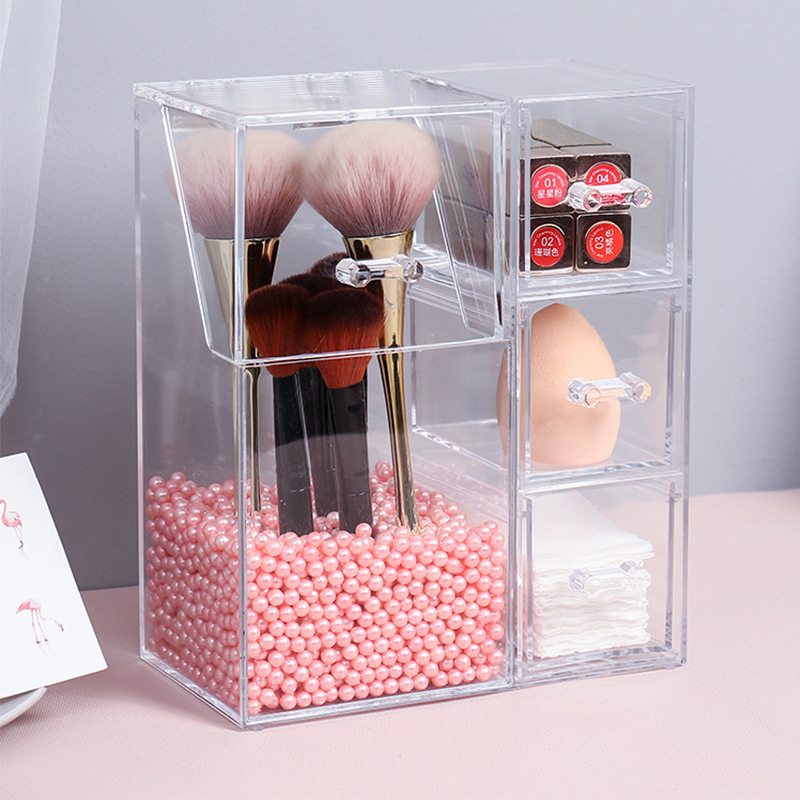 acrylic transparent cosmetic case eyebrow pencil beauty brush storage box barrel brush multi-purpose makeup brush dustproof storage bucket