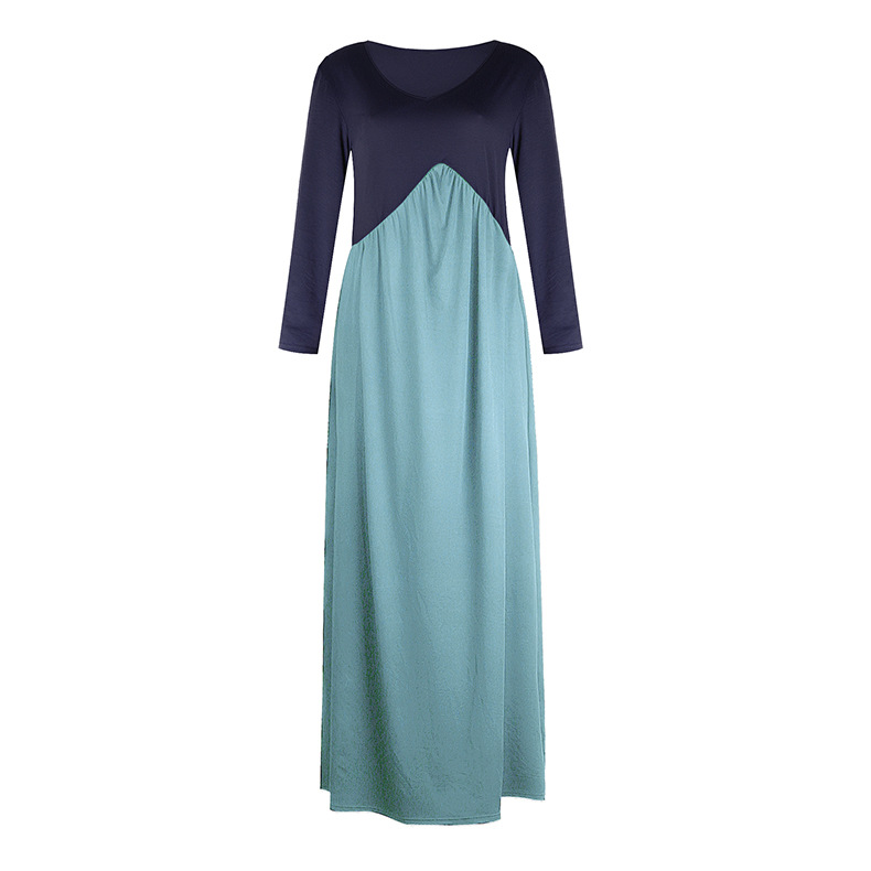 color irregular long-sleeved dress  NSKX18927