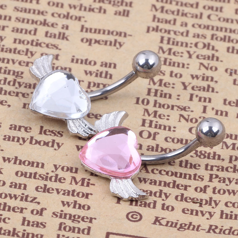 2015 Amazon Hot Selling Angel Heart-Shaped Wings Cute Navel Ring Navel Piercing Jewelry detail image 7