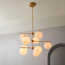 创意玻璃魔豆灯北欧创意分子灯树枝客厅餐厅简约奶白圆球吊灯