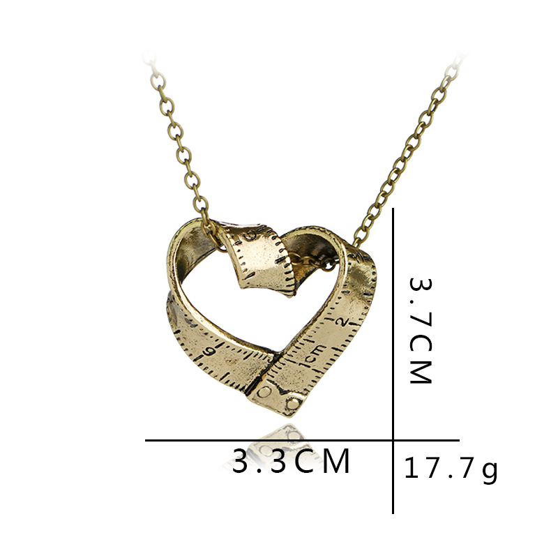 Scale Necklace Clavicle Chain Creative Retro Heart-shaped Rotating Tape Measure Pendant Necklace Accessories Wholesale Nihaojewelry display picture 2