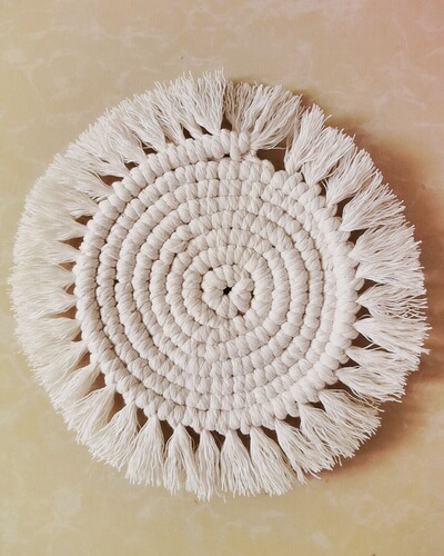 Bohemian woven coaster tablecloth small dinner mat handmade DIY round coaster