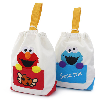 芝麻街帆布手拎妈咪包推车尿片纸尿裤尿布收纳袋奶瓶挂袋保温包|ms