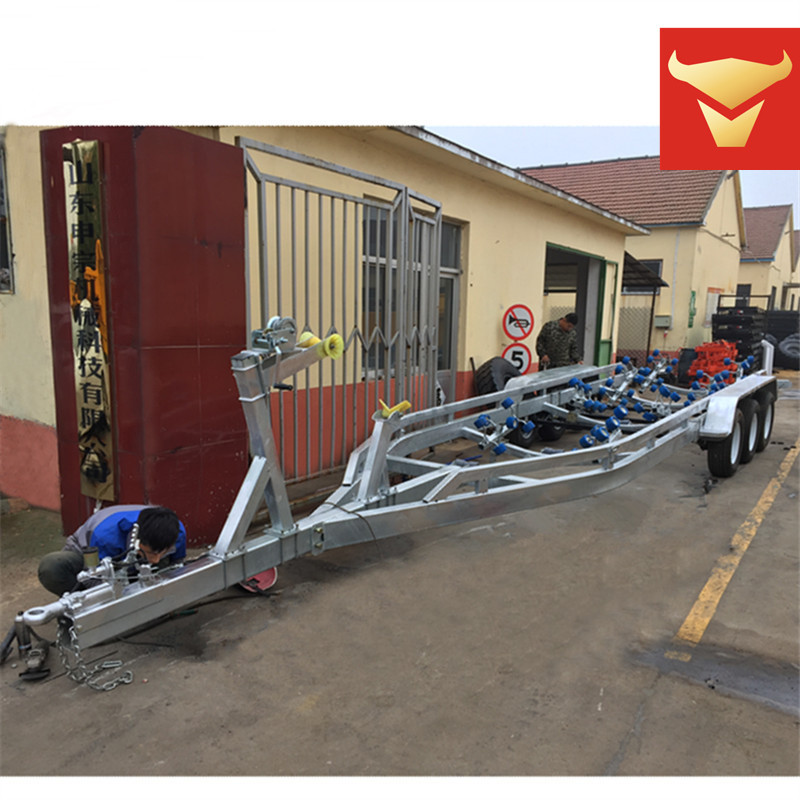 4吨船拖车 游艇拖车 玻璃钢游艇拖车 三轴加重船用游艇快艇拖车