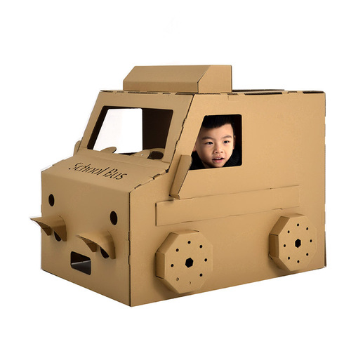 Children's corrugated cardboard box DIY handmade coloring toy ambulance police car fire truck large cardboard model