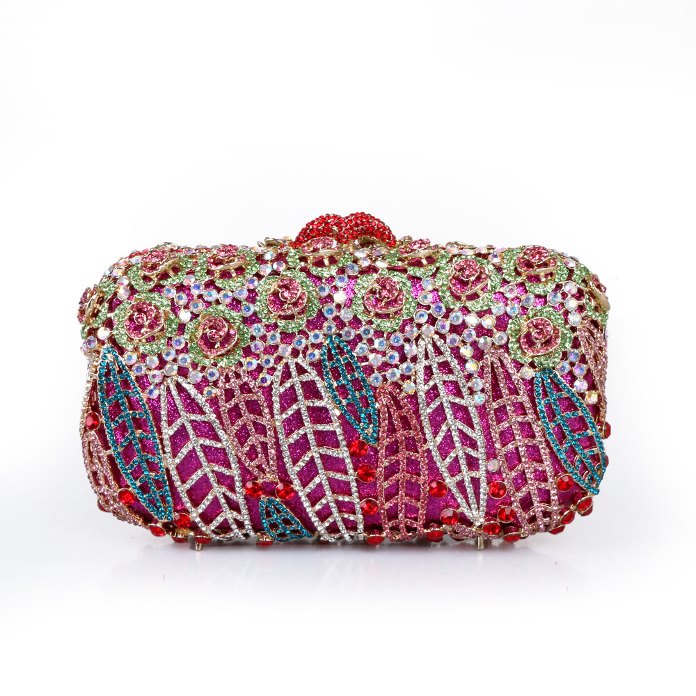 Bolsas de banquete de damas europeas y americanas no vacías de metal rosas de diamantes bolsas de cena de cristal hechas a mano con diamantes Aliexpress