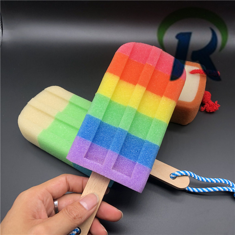 simulation Rainbow Ice cream Sponge Ice cream Lollipop Cup Brush sponge clean Bath Cuozao Bathsite Sponge Stick