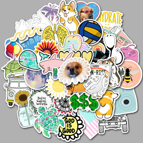 A variety of 50 non-repeating graffiti stickers for outdoor travel, fresh skateboard luggage, waterproof stickers, removable