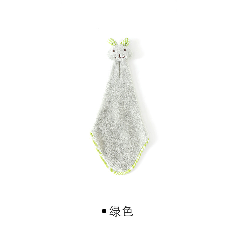 Lindo conejo toalla de mano engrosada colgando de lana de coral absorbente toalla de mano cocina baño colgando toalla de mano