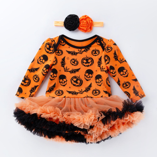 Baby onesie Halloween baby dress autumn winter long-sleeved Hairy dress 02 years old girl Halloween party dress
