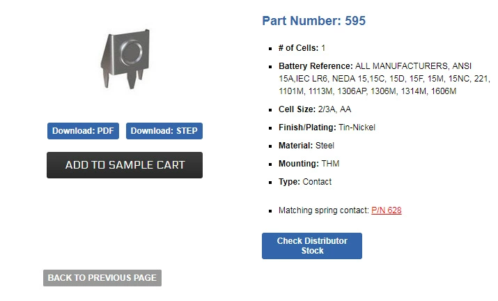 KEYSTONE ELECTRONICS 595 ортопедическая батарейка CR2 AA