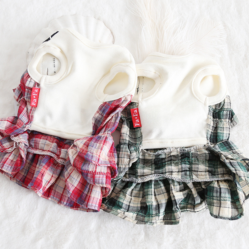 彩格口袋拼接裙