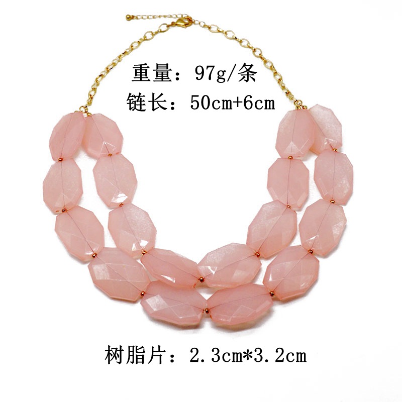 Double Pink Resin Necklace Short  Wholesales Fashion display picture 1