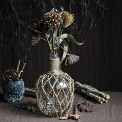 Wholesale American Country Style Garden Decoration Plant Pottery Mesh Plant Stand with Dried Flowers and Hydroponic Cuttings