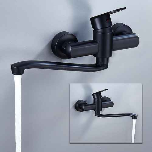 Black in-wall kitchen hot and cold faucet sink basin balcony laundry pool in-wall household faucet