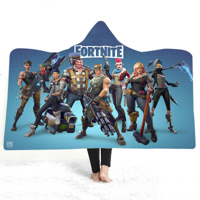 爆品爆款堡垒之夜Fortnite3D数码印花连帽毛毯毯子斗篷加厚双层|ms
