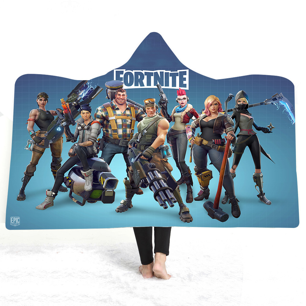 爆品爆款堡垒之夜Fortnite3D数码印花连帽毛毯毯子斗篷加厚双层|ms